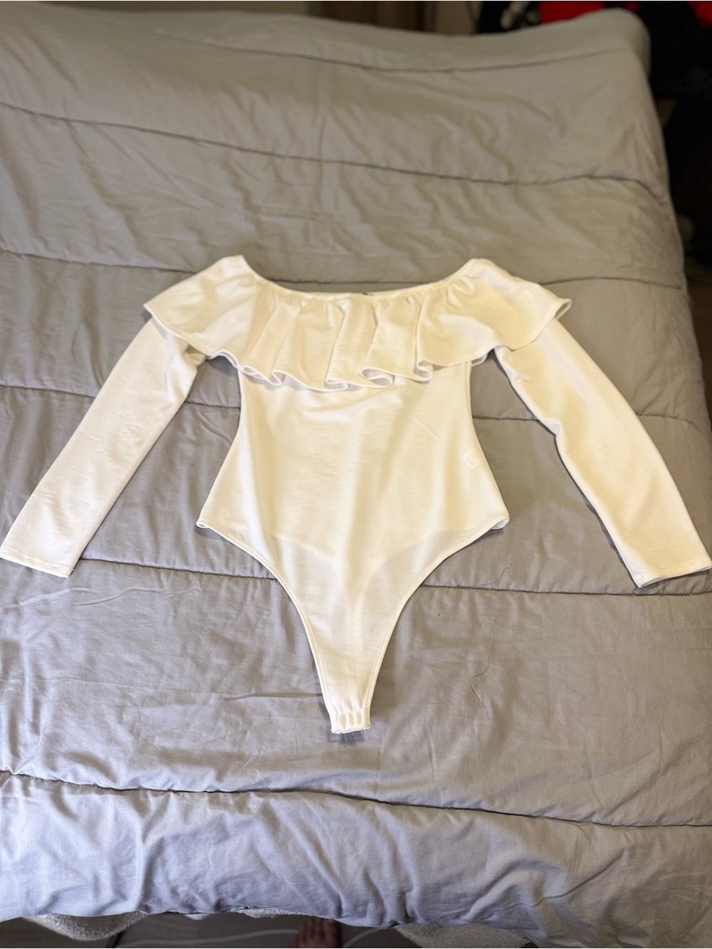 Streetwear Society Off-Shoulder Ruffle One-Piece in White
